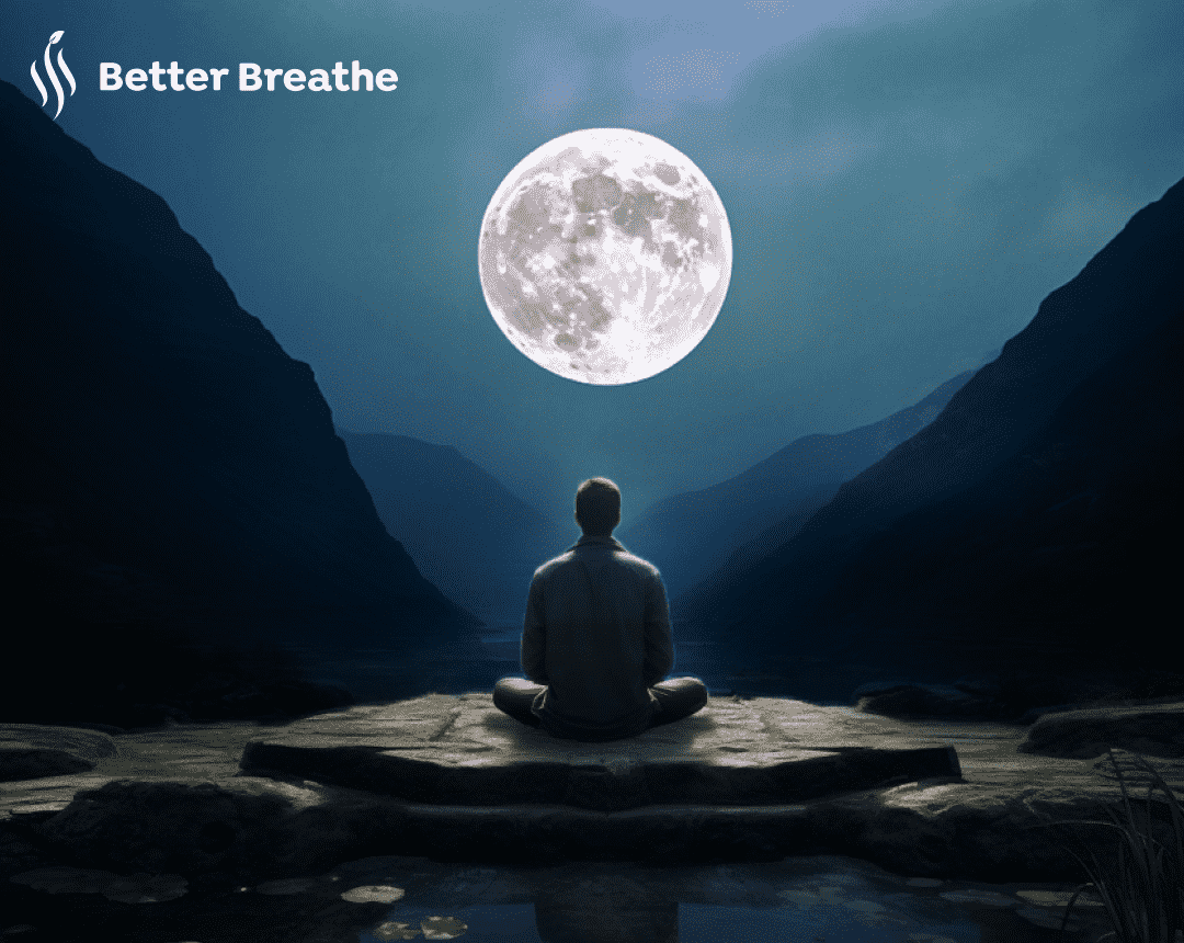 Person practicing  breathing exercises for relaxation